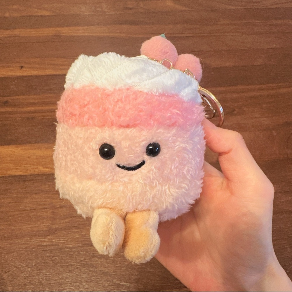 Pink Cherry Cake Plush Keychain Kawaii Cute Bag Charm Soft Mini Plush New